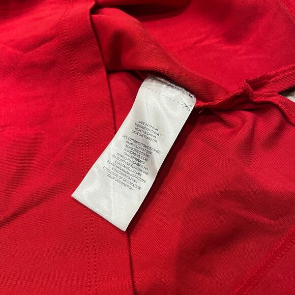 Lauren Ralph Lauren Bow Detail Short Sleeve Tee Sz M Red Christmas Preppy - Picture 5 of 6